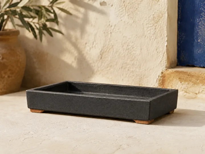 Bonsai Display Tray in Charcoal Slate glaze.