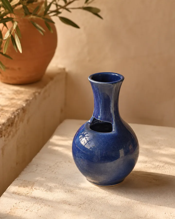 Bulb Forcing Vase in Hyacinth Blue glaze.