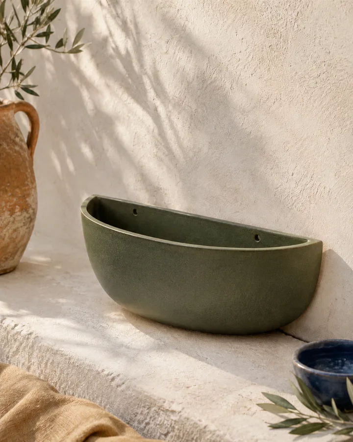 Herb Wall Planter in Cypress Green finish.