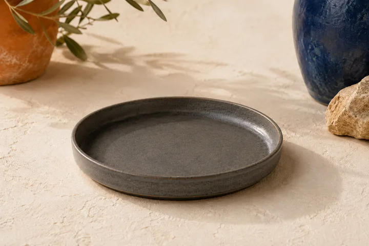 Saucer Drip Tray in Slate Grey glaze.