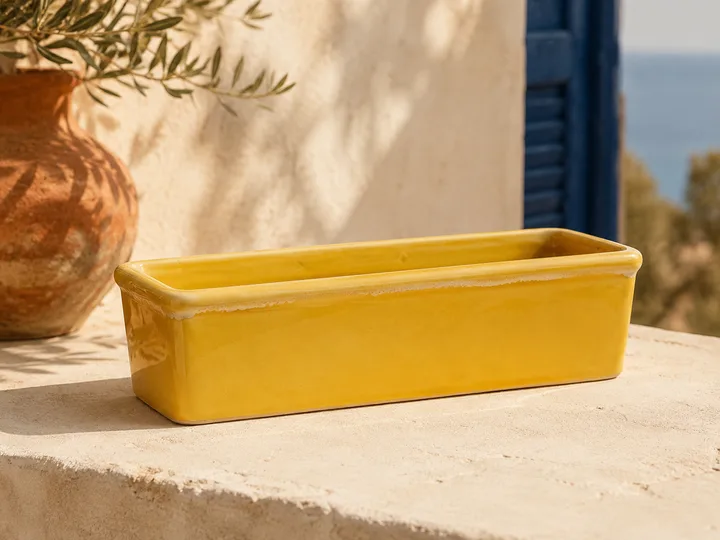 Window Box Planter in Amalfi Lemon glaze.
